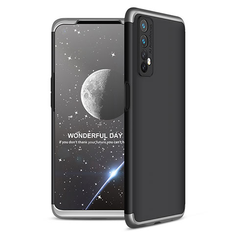 Funda Dura Plastico Rigida Carcasa Mate Frontal y Trasera 360 Grados para Realme 7 Plata y Negro