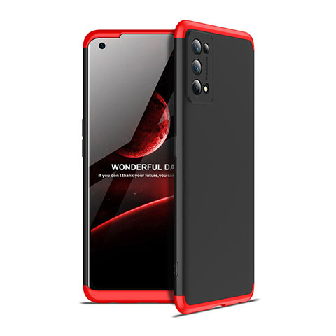 Funda Dura Plastico Rigida Carcasa Mate Frontal y Trasera 360 Grados para Realme 7 Pro Rojo y Negro