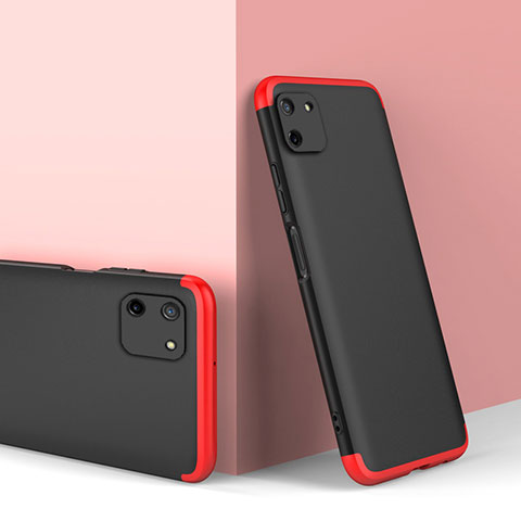 Funda Dura Plastico Rigida Carcasa Mate Frontal y Trasera 360 Grados para Realme C11 Rojo y Negro