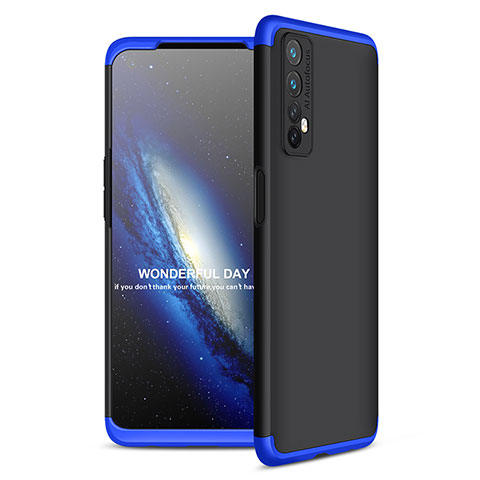 Funda Dura Plastico Rigida Carcasa Mate Frontal y Trasera 360 Grados para Realme Narzo 30 4G Azul y Negro