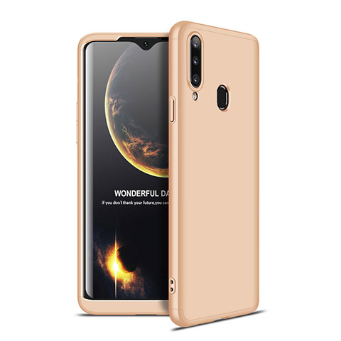 Funda Dura Plastico Rigida Carcasa Mate Frontal y Trasera 360 Grados para Samsung Galaxy A20s Oro