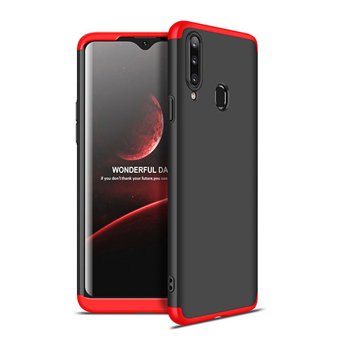 Funda Dura Plastico Rigida Carcasa Mate Frontal y Trasera 360 Grados para Samsung Galaxy A20s Rojo y Negro