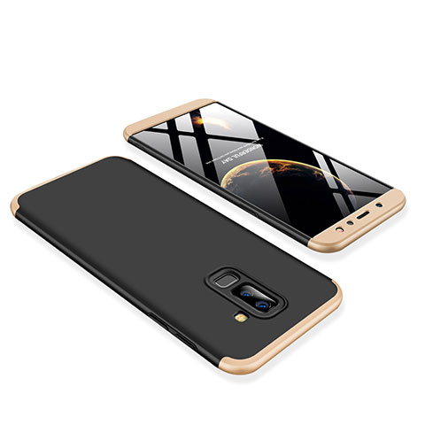 Funda Dura Plastico Rigida Carcasa Mate Frontal y Trasera 360 Grados para Samsung Galaxy A6 Plus Oro y Negro