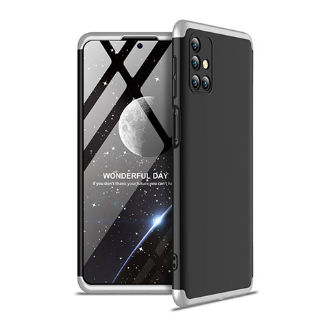 Funda Dura Plastico Rigida Carcasa Mate Frontal y Trasera 360 Grados para Samsung Galaxy M31s Plata y Negro