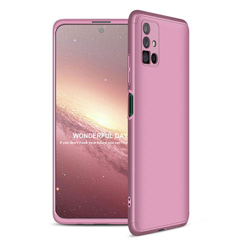 Funda Dura Plastico Rigida Carcasa Mate Frontal y Trasera 360 Grados para Samsung Galaxy M51 Oro Rosa