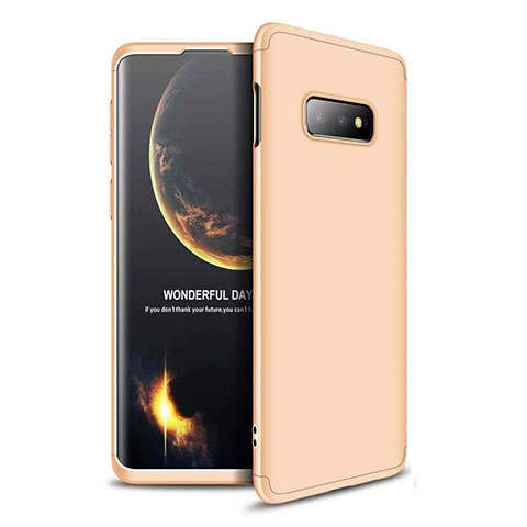 Funda Dura Plastico Rigida Carcasa Mate Frontal y Trasera 360 Grados para Samsung Galaxy S10e Oro