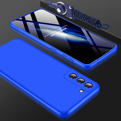 Funda Dura Plastico Rigida Carcasa Mate Frontal y Trasera 360 Grados para Samsung Galaxy S21 5G Azul