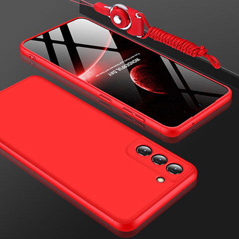 Funda Dura Plastico Rigida Carcasa Mate Frontal y Trasera 360 Grados para Samsung Galaxy S21 Plus 5G Rojo