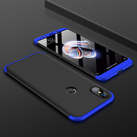 Funda Dura Plastico Rigida Carcasa Mate Frontal y Trasera 360 Grados para Xiaomi Mi A2 Azul y Negro