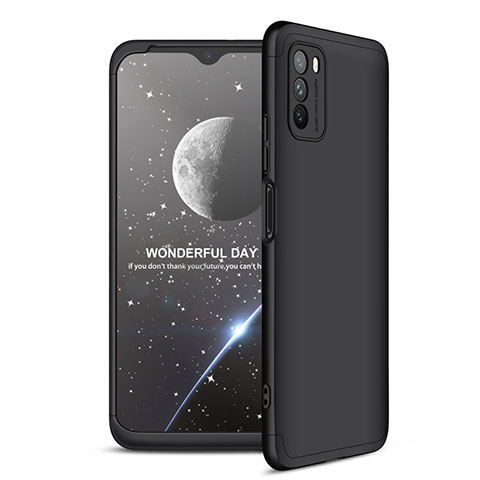 Funda Dura Plastico Rigida Carcasa Mate Frontal y Trasera 360 Grados para Xiaomi Poco M3 Negro