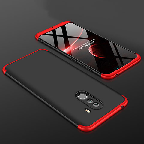 Funda Dura Plastico Rigida Carcasa Mate Frontal y Trasera 360 Grados para Xiaomi Pocophone F1 Rojo y Negro