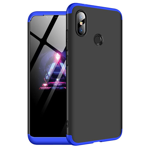 Funda Dura Plastico Rigida Carcasa Mate Frontal y Trasera 360 Grados para Xiaomi Redmi Note 6 Pro Azul y Negro