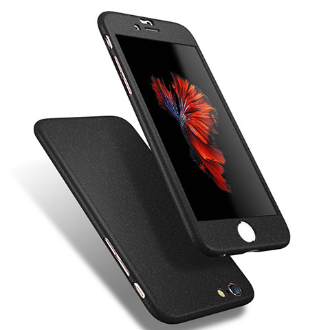 Funda Dura Plastico Rigida Carcasa Mate Frontal y Trasera 360 Grados Q01 para Apple iPhone 6 Negro