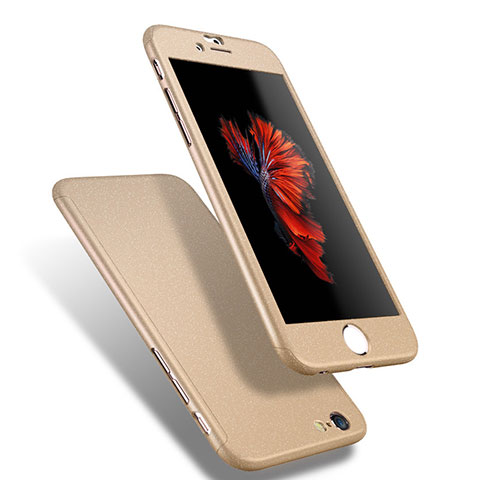 Funda Dura Plastico Rigida Carcasa Mate Frontal y Trasera 360 Grados Q01 para Apple iPhone 6 Oro