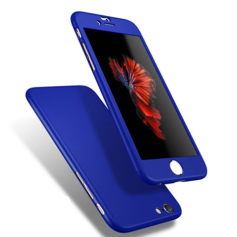 Funda Dura Plastico Rigida Carcasa Mate Frontal y Trasera 360 Grados Q01 para Apple iPhone 6S Azul