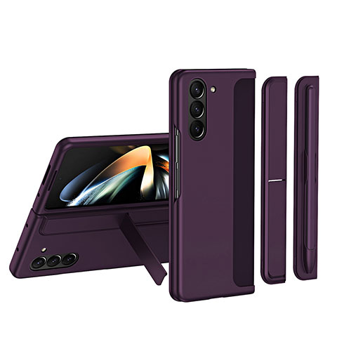 Funda Dura Plastico Rigida Carcasa Mate Frontal y Trasera 360 Grados QH1 para Samsung Galaxy Z Fold5 5G Morado