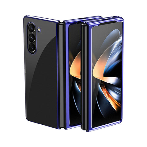 Funda Dura Plastico Rigida Carcasa Mate Frontal y Trasera 360 Grados QH2 para Samsung Galaxy Z Fold5 5G Azul