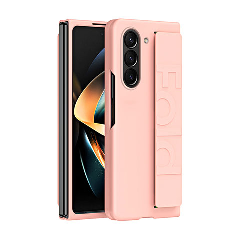 Funda Dura Plastico Rigida Carcasa Mate Frontal y Trasera 360 Grados QH3 para Samsung Galaxy Z Fold5 5G Oro Rosa