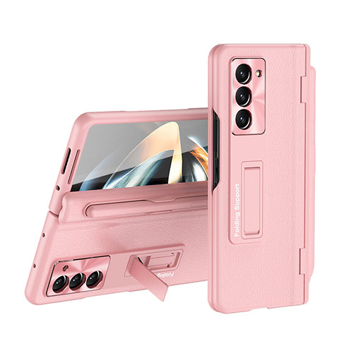 Funda Dura Plastico Rigida Carcasa Mate Frontal y Trasera 360 Grados QH4 para Samsung Galaxy Z Fold5 5G Oro Rosa