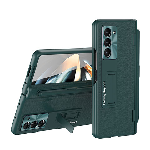 Funda Dura Plastico Rigida Carcasa Mate Frontal y Trasera 360 Grados QH4 para Samsung Galaxy Z Fold5 5G Verde