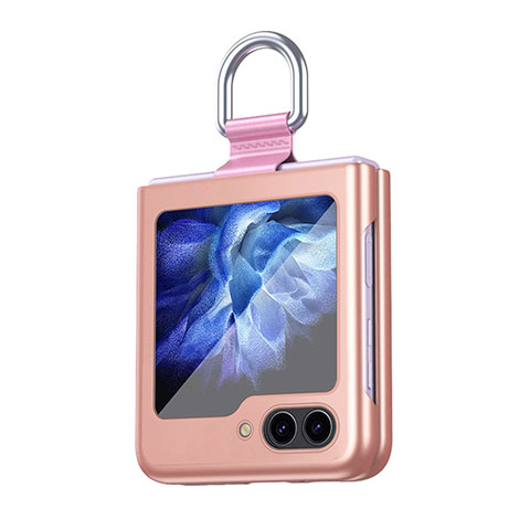 Funda Dura Plastico Rigida Carcasa Mate Frontal y Trasera 360 Grados QH5 para Samsung Galaxy Z Flip5 5G Oro Rosa