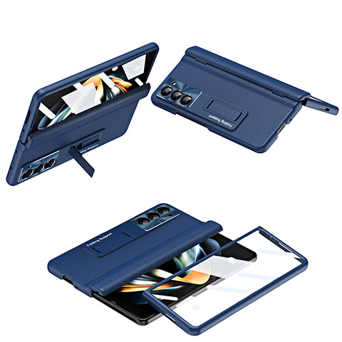 Funda Dura Plastico Rigida Carcasa Mate Frontal y Trasera 360 Grados QH5 para Samsung Galaxy Z Fold5 5G Azul