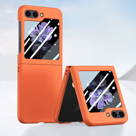 Funda Dura Plastico Rigida Carcasa Mate Frontal y Trasera 360 Grados SD1 para Samsung Galaxy Z Flip5 5G Naranja