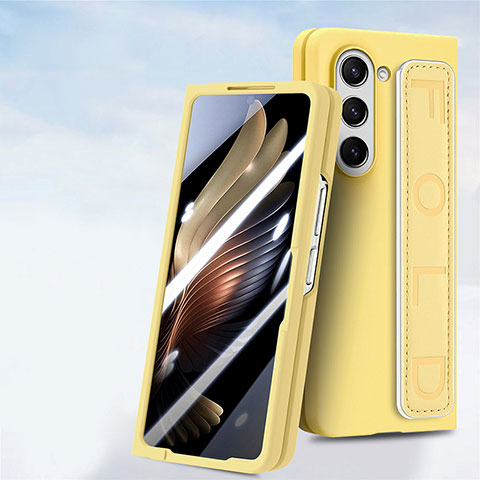 Funda Dura Plastico Rigida Carcasa Mate Frontal y Trasera 360 Grados SD3 para Samsung Galaxy Z Fold5 5G Amarillo