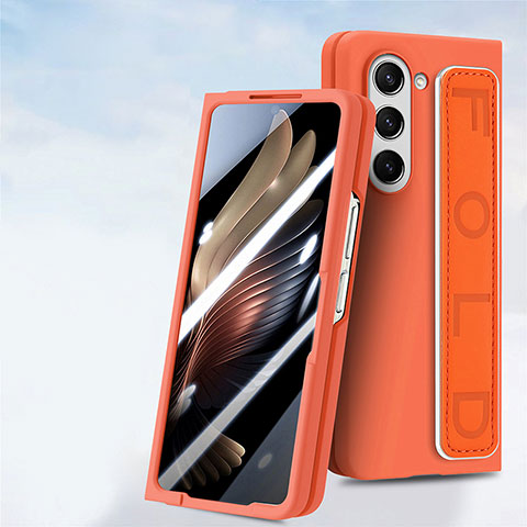 Funda Dura Plastico Rigida Carcasa Mate Frontal y Trasera 360 Grados SD3 para Samsung Galaxy Z Fold5 5G Naranja