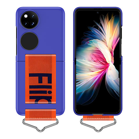 Funda Dura Plastico Rigida Carcasa Mate Frontal y Trasera 360 Grados Z01L para Huawei P50 Pocket Azul