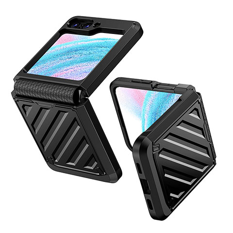 Funda Dura Plastico Rigida Carcasa Mate Frontal y Trasera 360 Grados Z01L para Samsung Galaxy Z Flip5 5G Negro