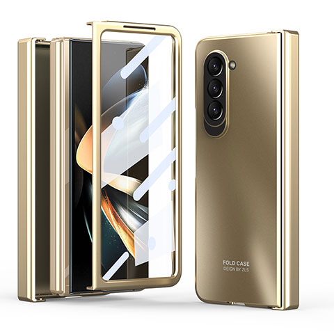 Funda Dura Plastico Rigida Carcasa Mate Frontal y Trasera 360 Grados Z01L para Samsung Galaxy Z Fold5 5G Oro