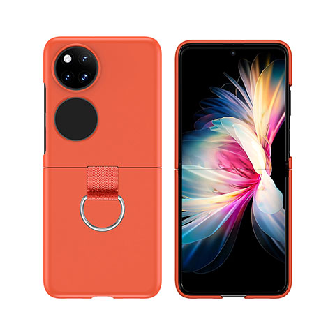 Funda Dura Plastico Rigida Carcasa Mate Frontal y Trasera 360 Grados Z02L para Huawei P50 Pocket Naranja