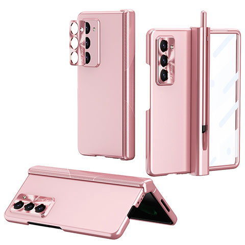 Funda Dura Plastico Rigida Carcasa Mate Frontal y Trasera 360 Grados Z02L para Samsung Galaxy Z Fold5 5G Oro Rosa