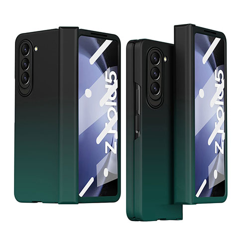 Funda Dura Plastico Rigida Carcasa Mate Frontal y Trasera 360 Grados Z03L para Samsung Galaxy Z Fold5 5G Verde Noche