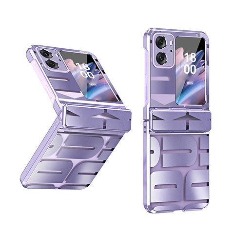 Funda Dura Plastico Rigida Carcasa Mate Frontal y Trasera 360 Grados ZL1 para Oppo Find N2 Flip 5G Morado