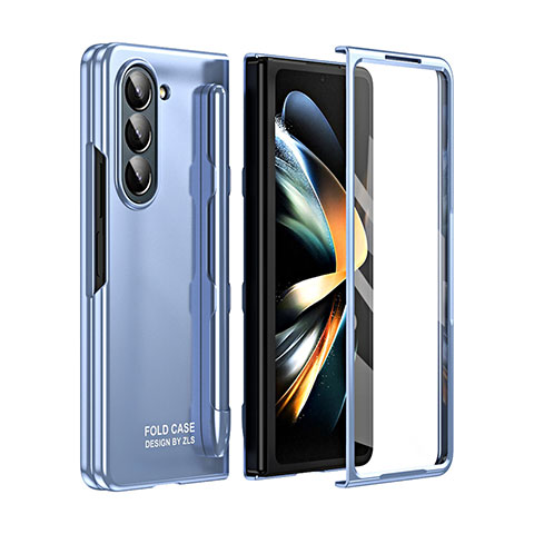 Funda Dura Plastico Rigida Carcasa Mate Frontal y Trasera 360 Grados ZL1 para Samsung Galaxy Z Fold5 5G Azul