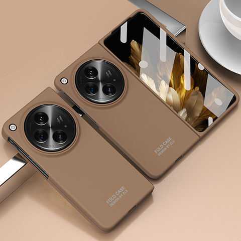 Funda Dura Plastico Rigida Carcasa Mate Frontal y Trasera 360 Grados ZL10 para OnePlus Open 5G Marron