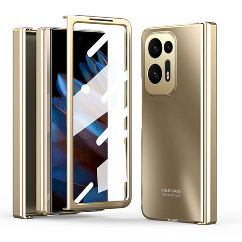 Funda Dura Plastico Rigida Carcasa Mate Frontal y Trasera 360 Grados ZL2 para Oppo Find N2 5G Oro