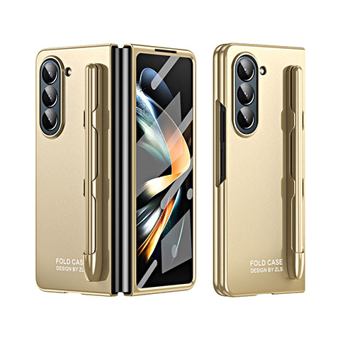 Funda Dura Plastico Rigida Carcasa Mate Frontal y Trasera 360 Grados ZL2 para Samsung Galaxy Z Fold5 5G Oro