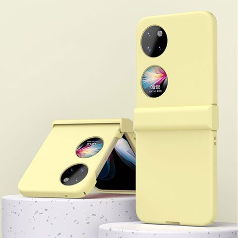 Funda Dura Plastico Rigida Carcasa Mate Frontal y Trasera 360 Grados ZL3 para Huawei P50 Pocket Amarillo