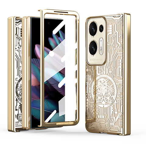 Funda Dura Plastico Rigida Carcasa Mate Frontal y Trasera 360 Grados ZL3 para Oppo Find N2 5G Oro