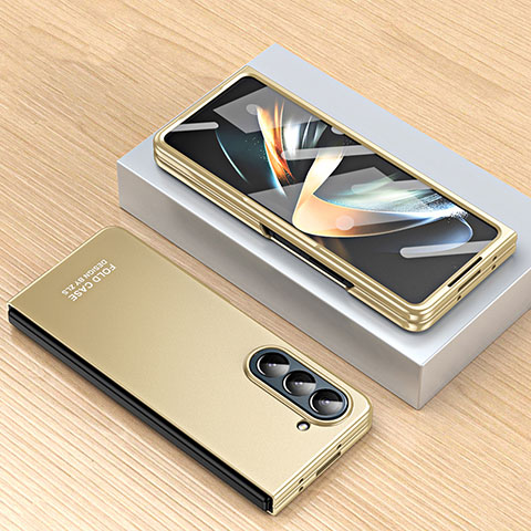 Funda Dura Plastico Rigida Carcasa Mate Frontal y Trasera 360 Grados ZL3 para Samsung Galaxy Z Fold5 5G Oro