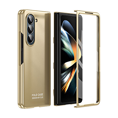 Funda Dura Plastico Rigida Carcasa Mate Frontal y Trasera 360 Grados ZL4 para Samsung Galaxy Z Fold5 5G Oro