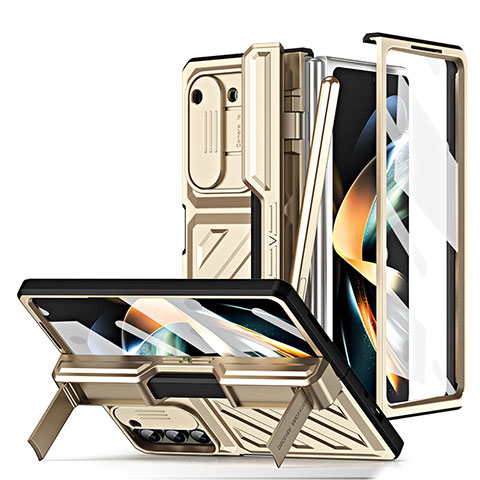 Funda Dura Plastico Rigida Carcasa Mate Frontal y Trasera 360 Grados ZL5 para Samsung Galaxy Z Fold5 5G Oro