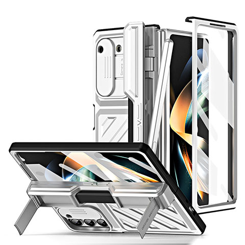 Funda Dura Plastico Rigida Carcasa Mate Frontal y Trasera 360 Grados ZL5 para Samsung Galaxy Z Fold5 5G Plata