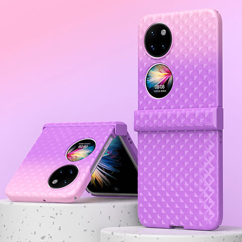 Funda Dura Plastico Rigida Carcasa Mate Frontal y Trasera 360 Grados ZL6 para Huawei P50 Pocket Morado