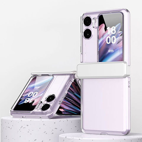 Funda Dura Plastico Rigida Carcasa Mate Frontal y Trasera 360 Grados ZL6 para Oppo Find N2 Flip 5G Claro