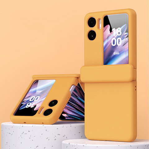 Funda Dura Plastico Rigida Carcasa Mate Frontal y Trasera 360 Grados ZL6 para Oppo Find N2 Flip 5G Naranja