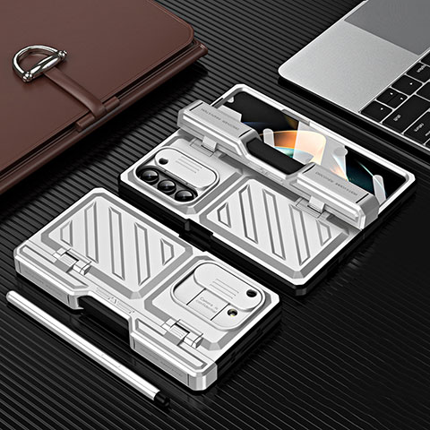 Funda Dura Plastico Rigida Carcasa Mate Frontal y Trasera 360 Grados ZL6 para Samsung Galaxy Z Fold5 5G Plata